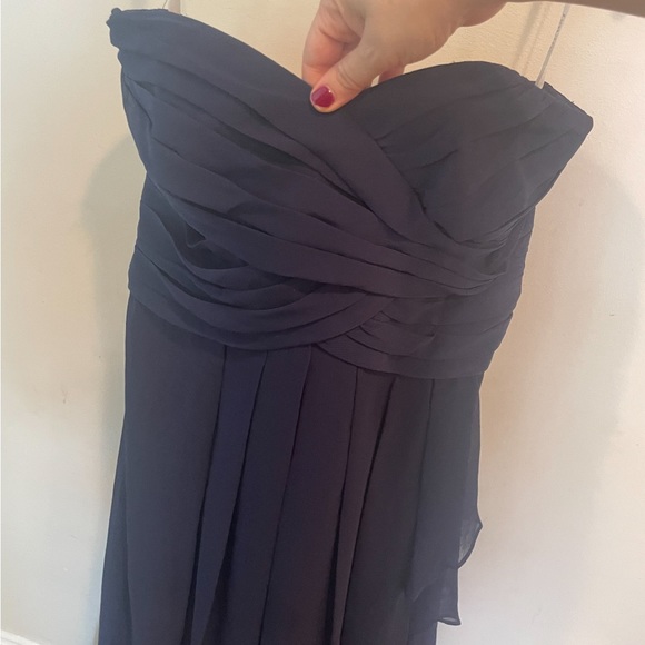 David’s Bridal STRAPLESS CRINKLE CHIFFON DRESS WITH CASCADE SKIRT - Picture 7 of 7